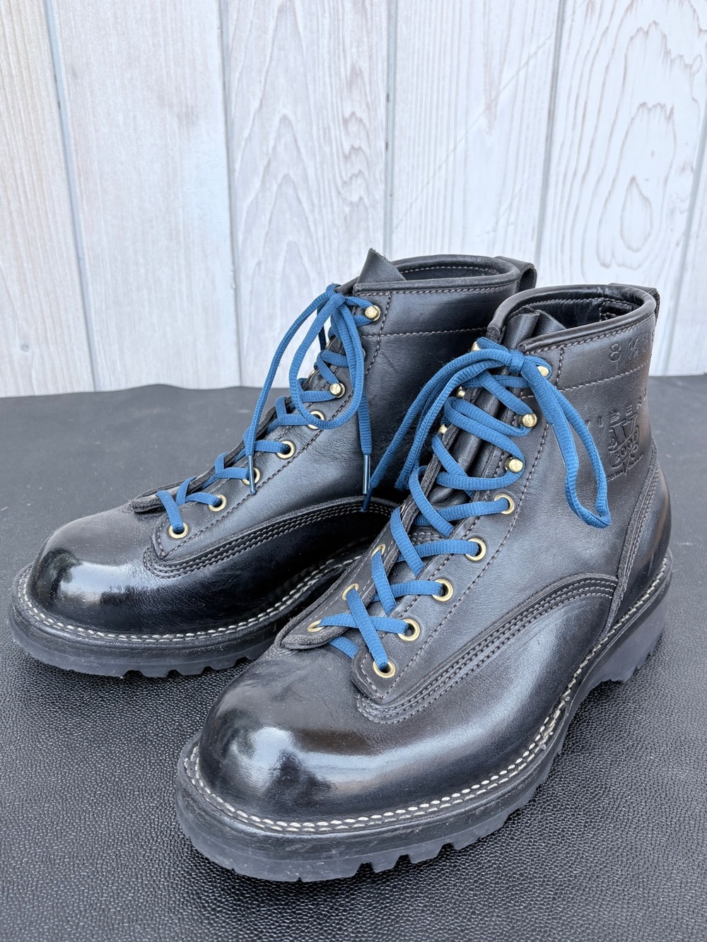 Viberg Leather Boots with Blue Laces